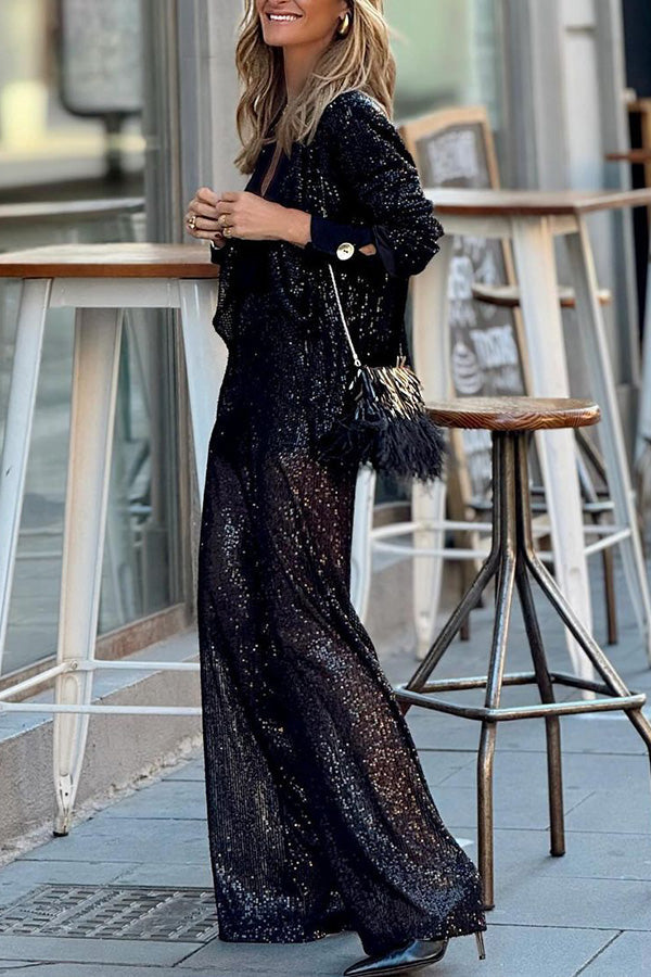 Stylish sequined long-sleeved elegant blazer