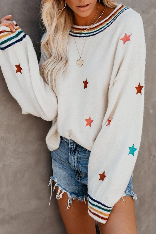 Long Sleeve Star Pattern Sweater