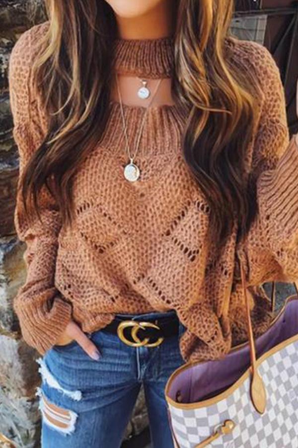 Cutout Hollow-Out Pullover Sweater