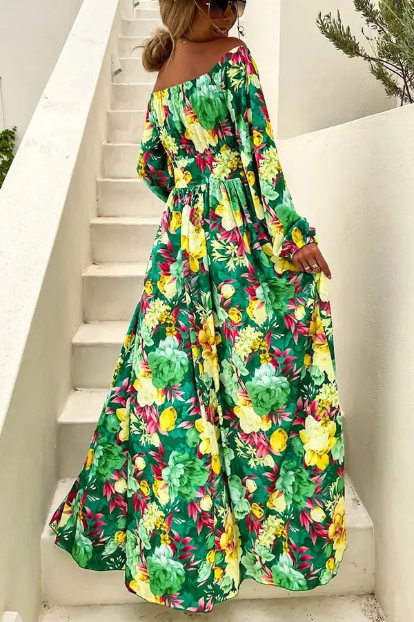 Tropical Off Shoulder Maxi Dress