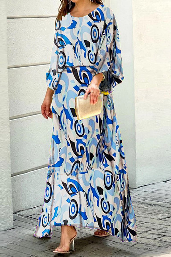 New Loose Printed High Waist Long Dress Suit