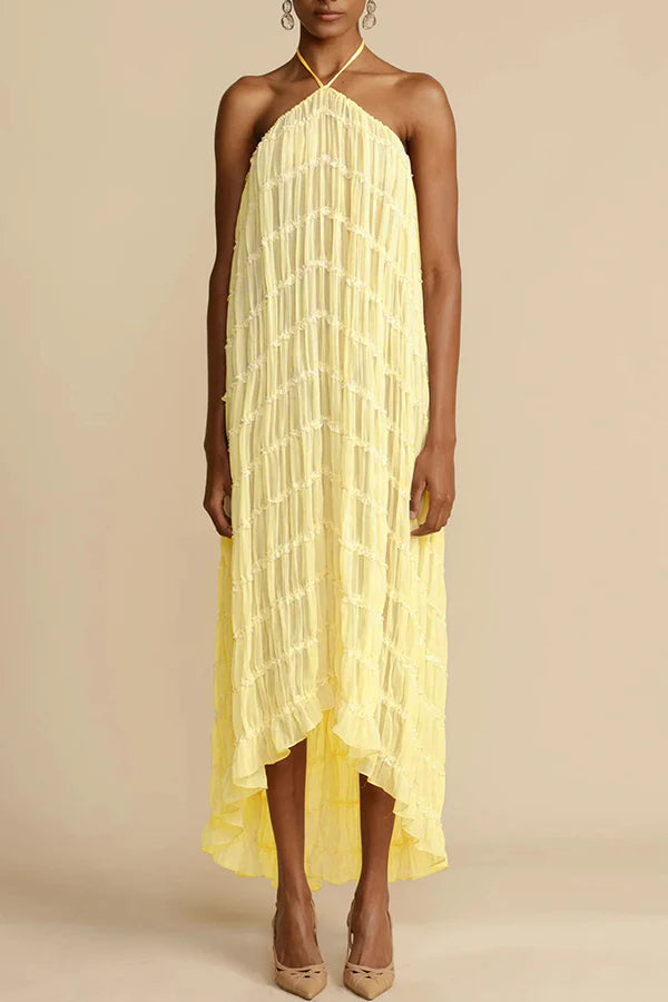 Versatility and Vintage Charm Pleated Drawstring Waist Tiered Maxi Skirt