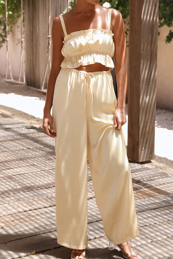 One word collar suspenders wide leg pants fashion suit