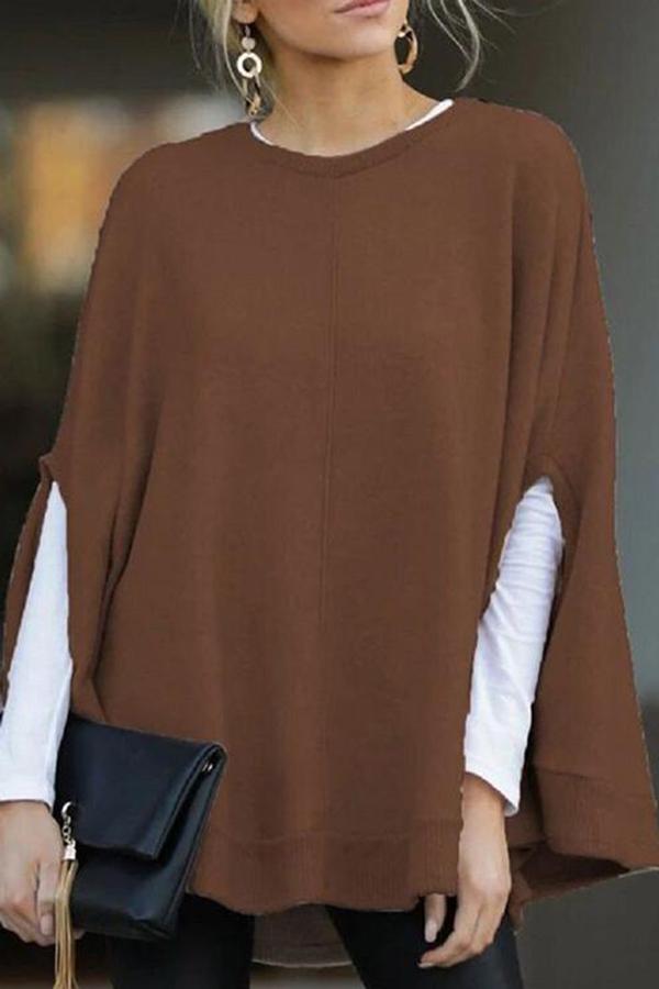 Crewneck Batwing Sleeve Cloak Tops