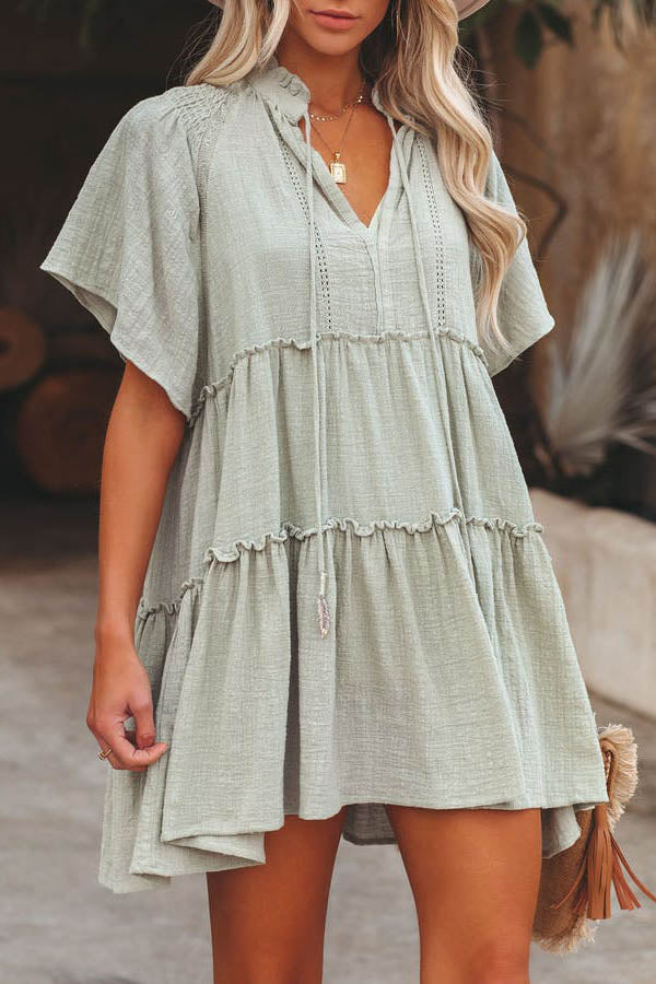 Seaside Dream Cotton Tiered Babydoll Tunic Dress