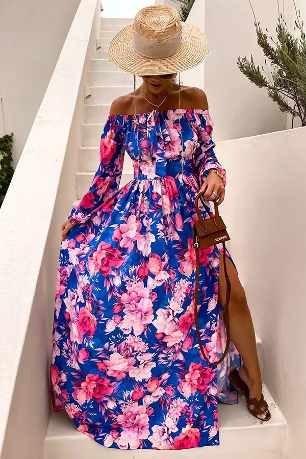 Tropical Off Shoulder Maxi Dress