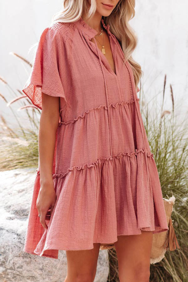 Seaside Dream Cotton Tiered Babydoll Tunic Dress