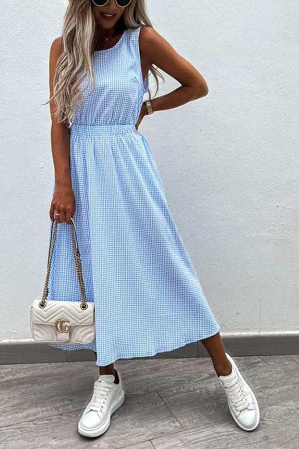 Fun Details Gingham Cutout Midi Dress