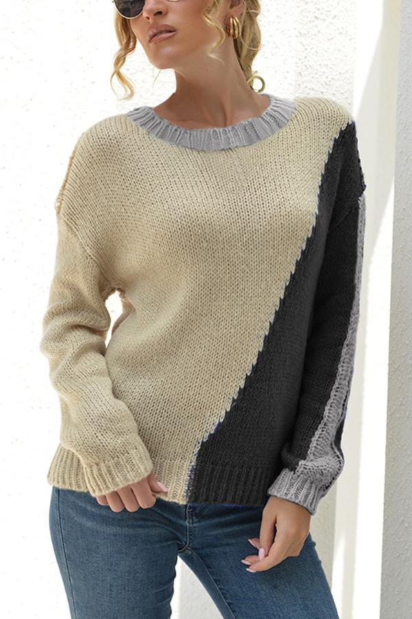 Round neck long sleeve sweater