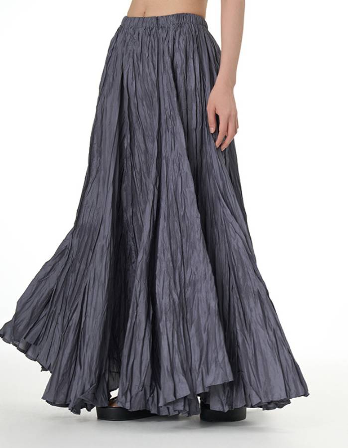 Flowing draped smocked skirt